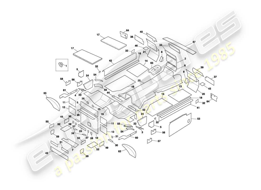 aston martin db7 vantage (1999) coupe sound deadening part diagram