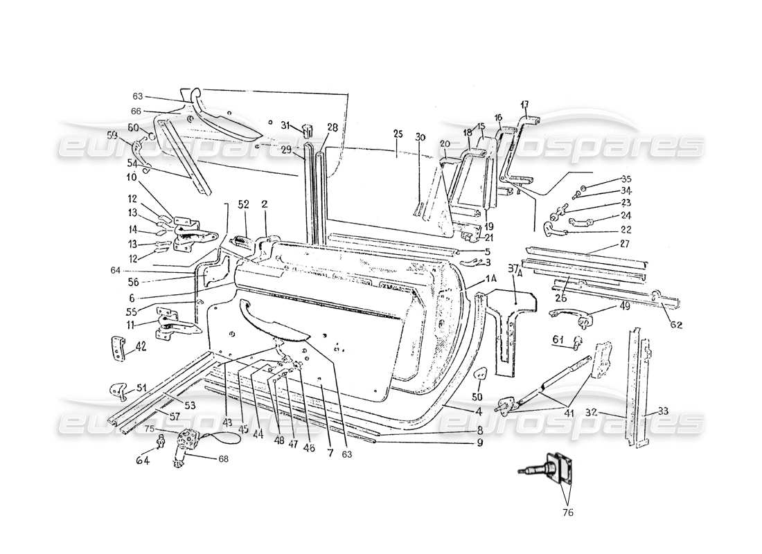 ferrari 275 (pininfarina coachwork) doors group parts diagram