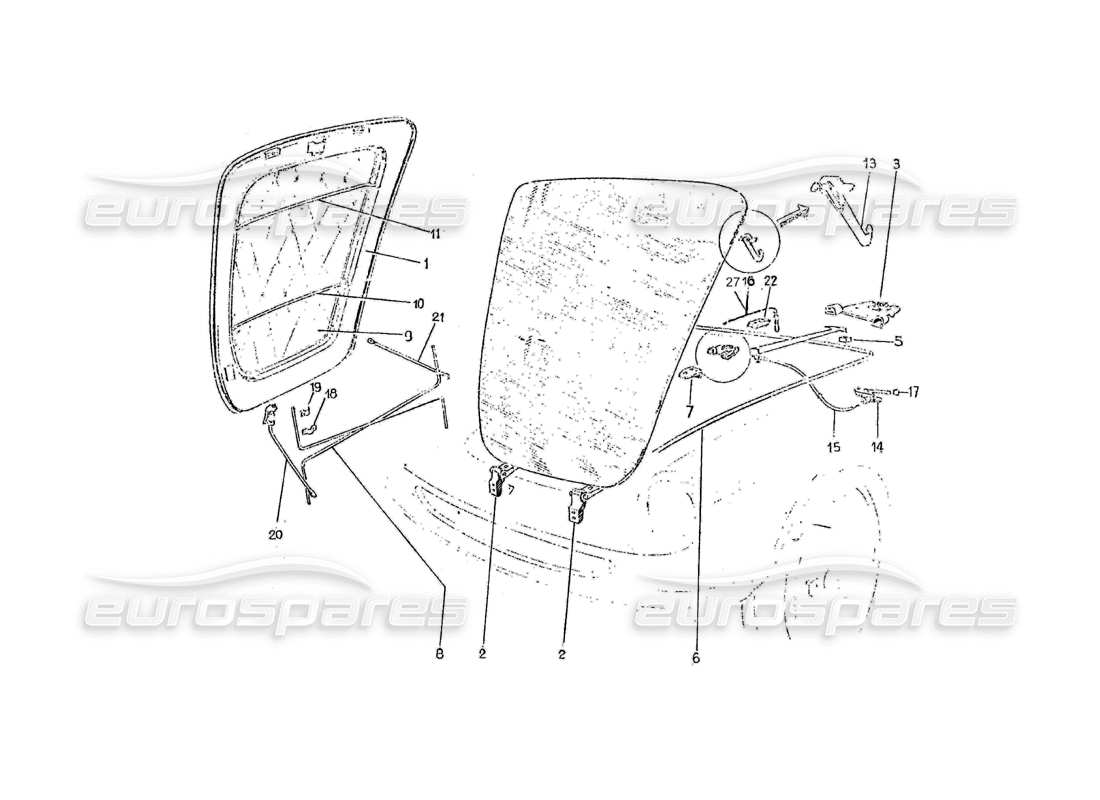 ferrari 275 (pininfarina coachwork) cofano mobile group parts diagram