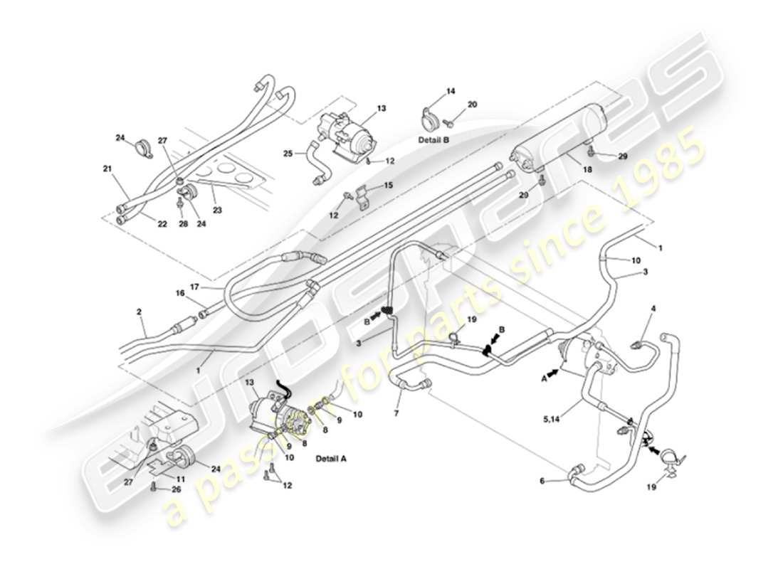 aston martin vanquish (2002) oil cooling axle part diagram