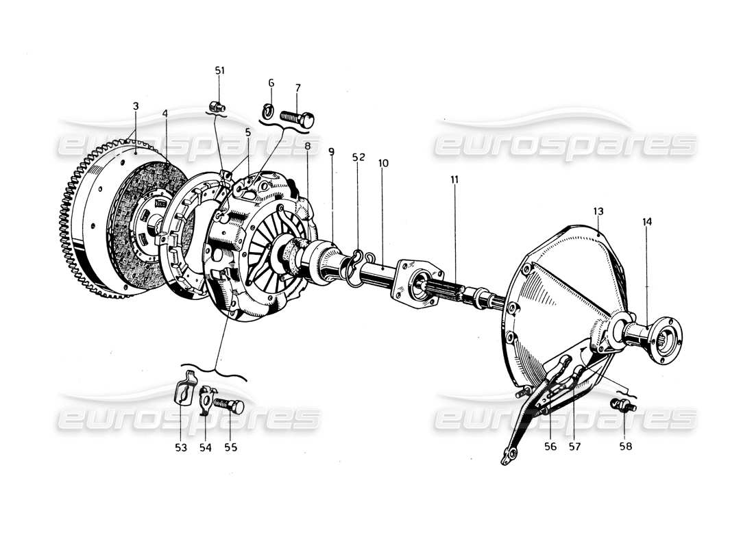 ferrari 275 gtb/gts 2 cam clutch - left hand drive models parts diagram