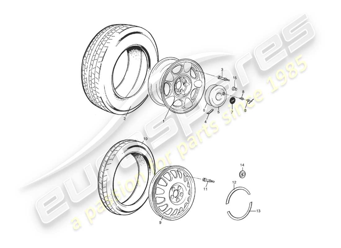 aston martin v8 virage (2000) wheels & tyres parts diagram