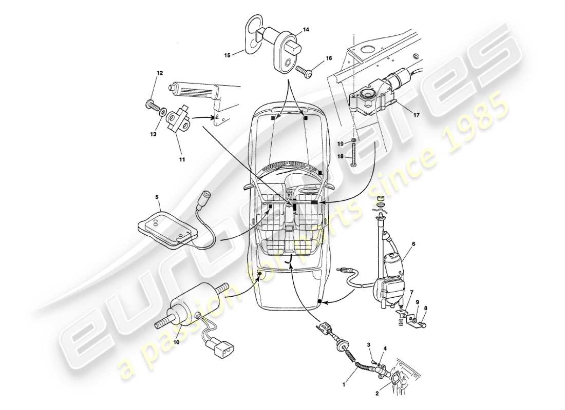 aston martin v8 volante (2000) instruments & controls part diagram