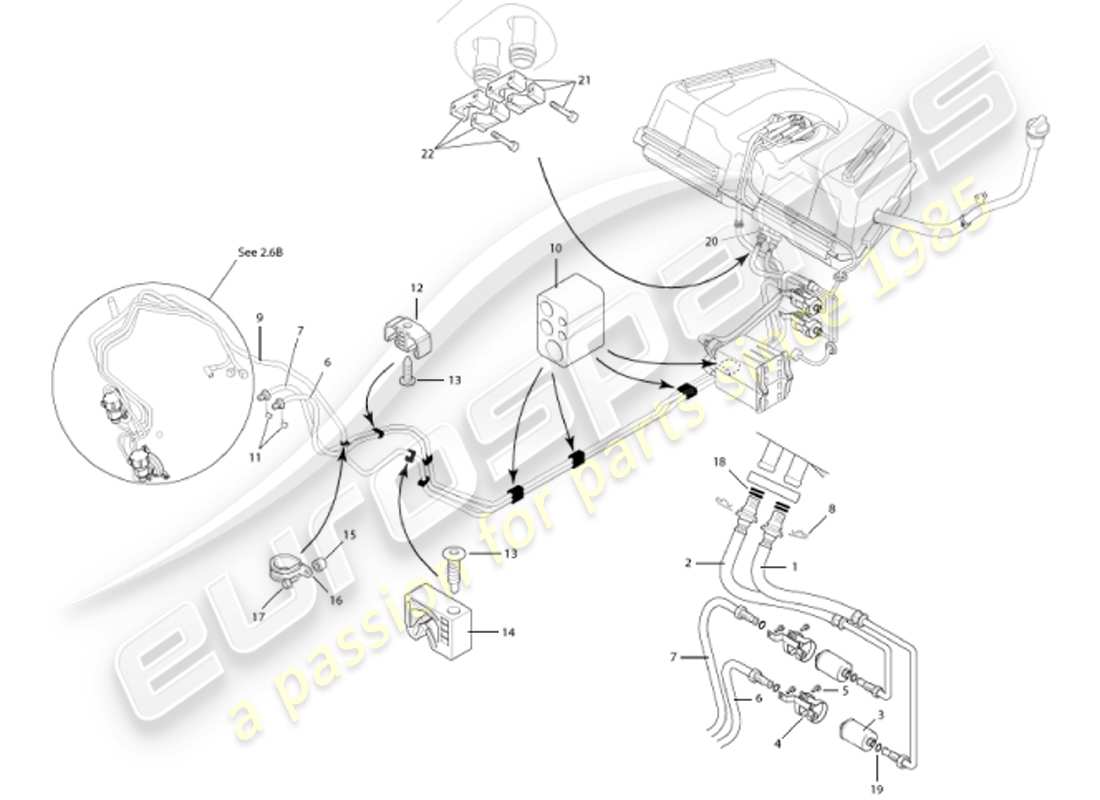 aston martin vanquish (2001) fuel pipes part diagram