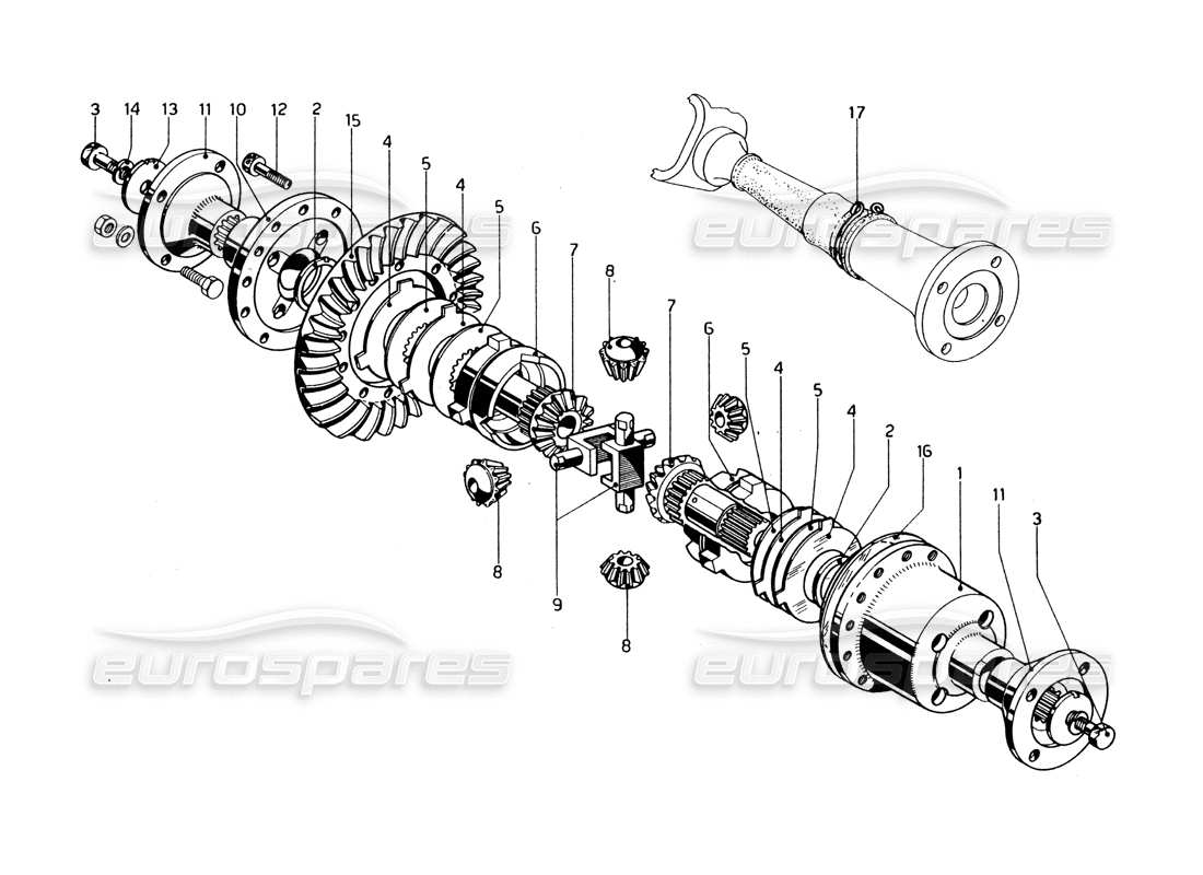 ferrari 275 gtb/gts 2 cam differential & driveshaft - left hand drive models part diagram