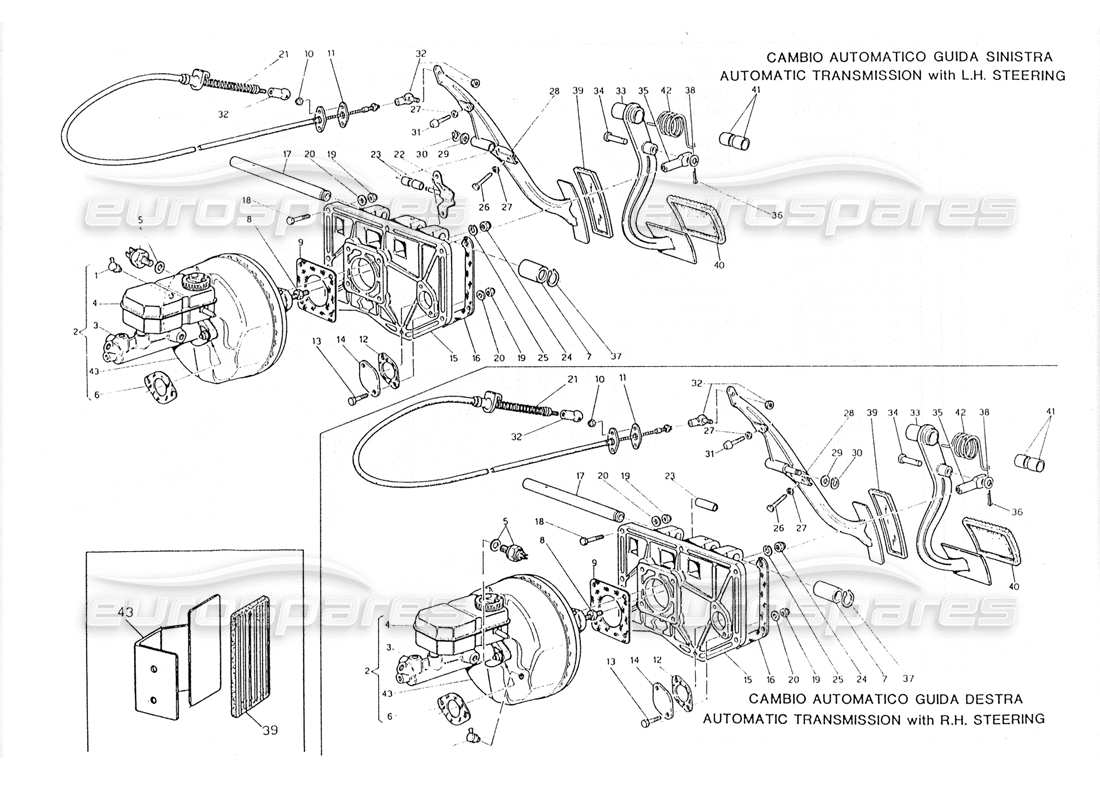 maserati 228 pedal assy - brake booster for automatic transmission - part diagram