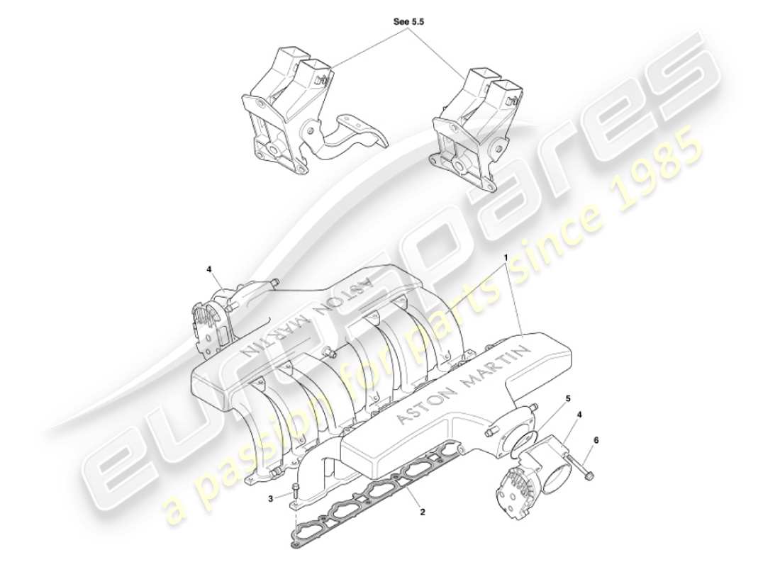 aston martin vanquish (2001) intake manifolds & throttles part diagram