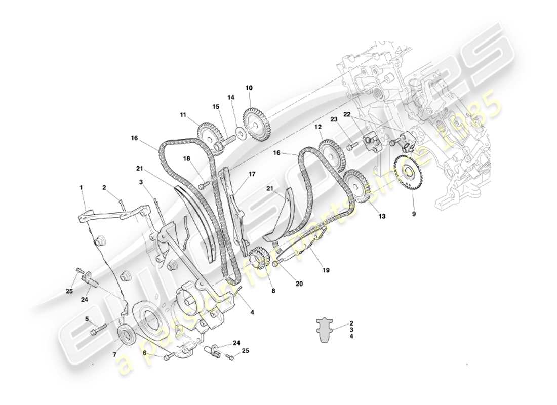 aston martin db7 vantage (2002) belts & chains part diagram