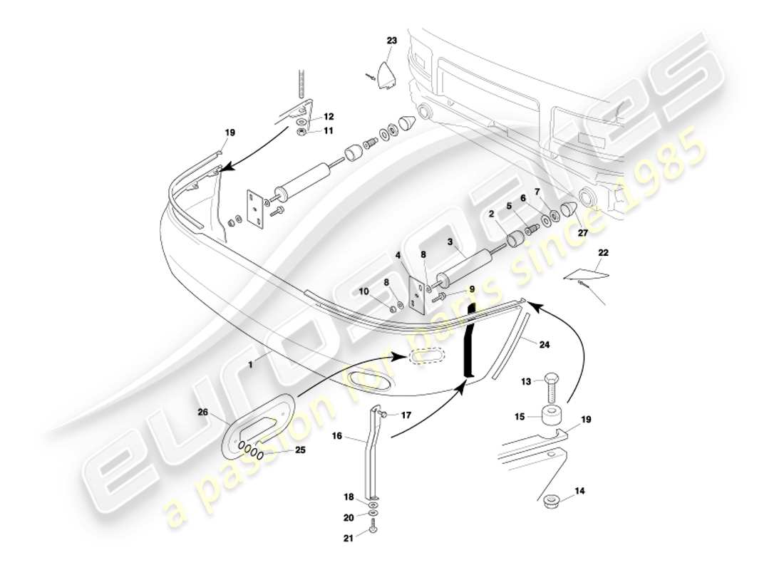 aston martin db7 vantage (2002) rear bumper e.a part diagram