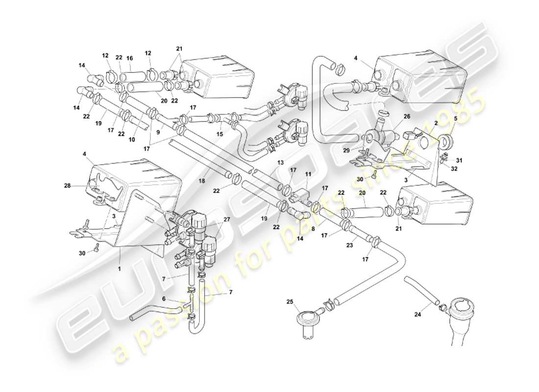aston martin db7 vantage (2002) evaporative emission system, row part diagram
