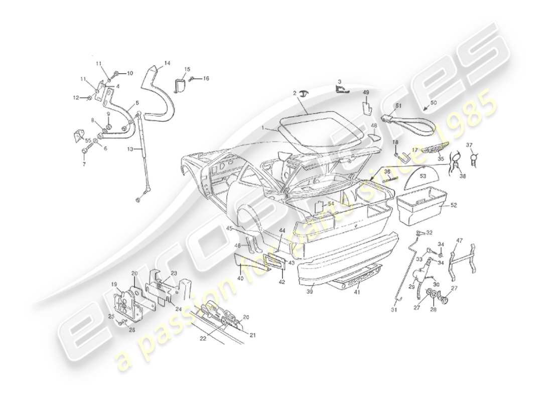 aston martin v8 virage (1999) body, rear part diagram