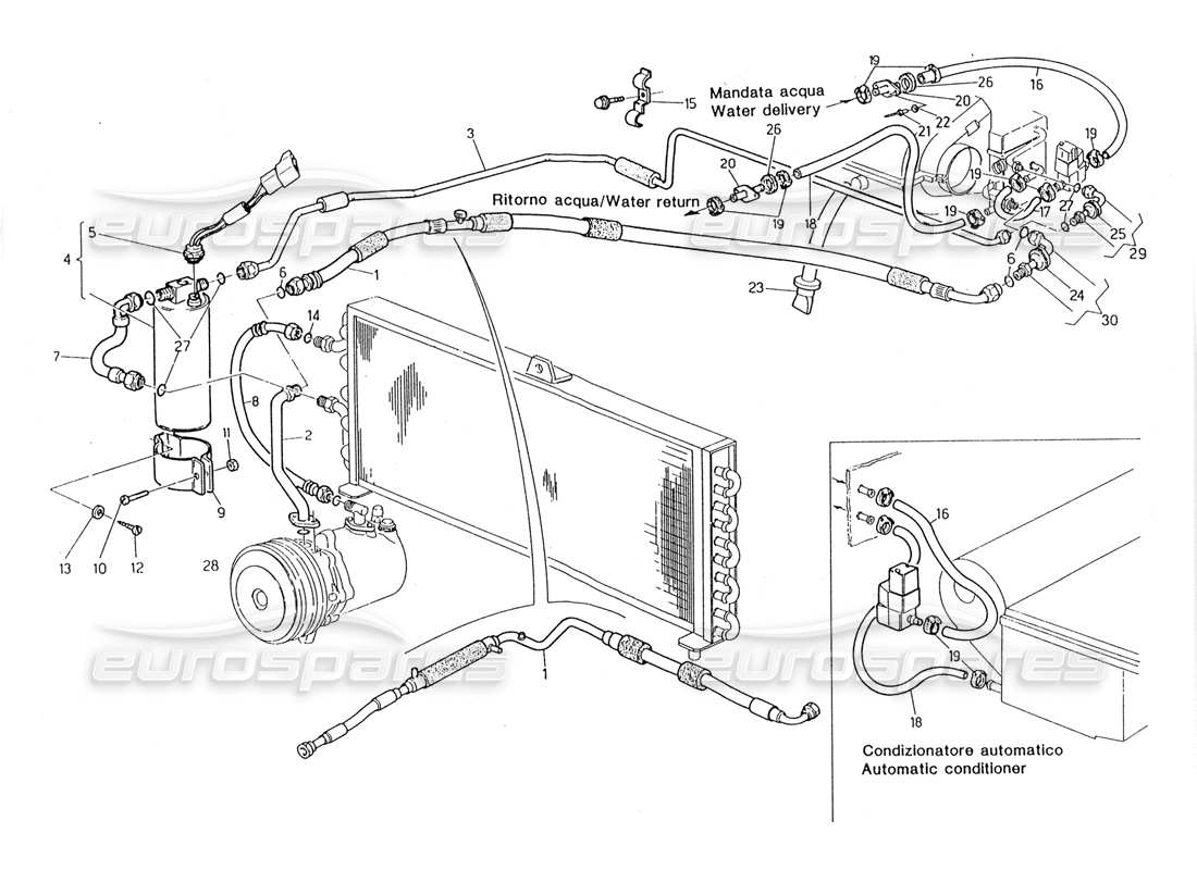 maserati 228 air conditioning system (rh steering) parts diagram