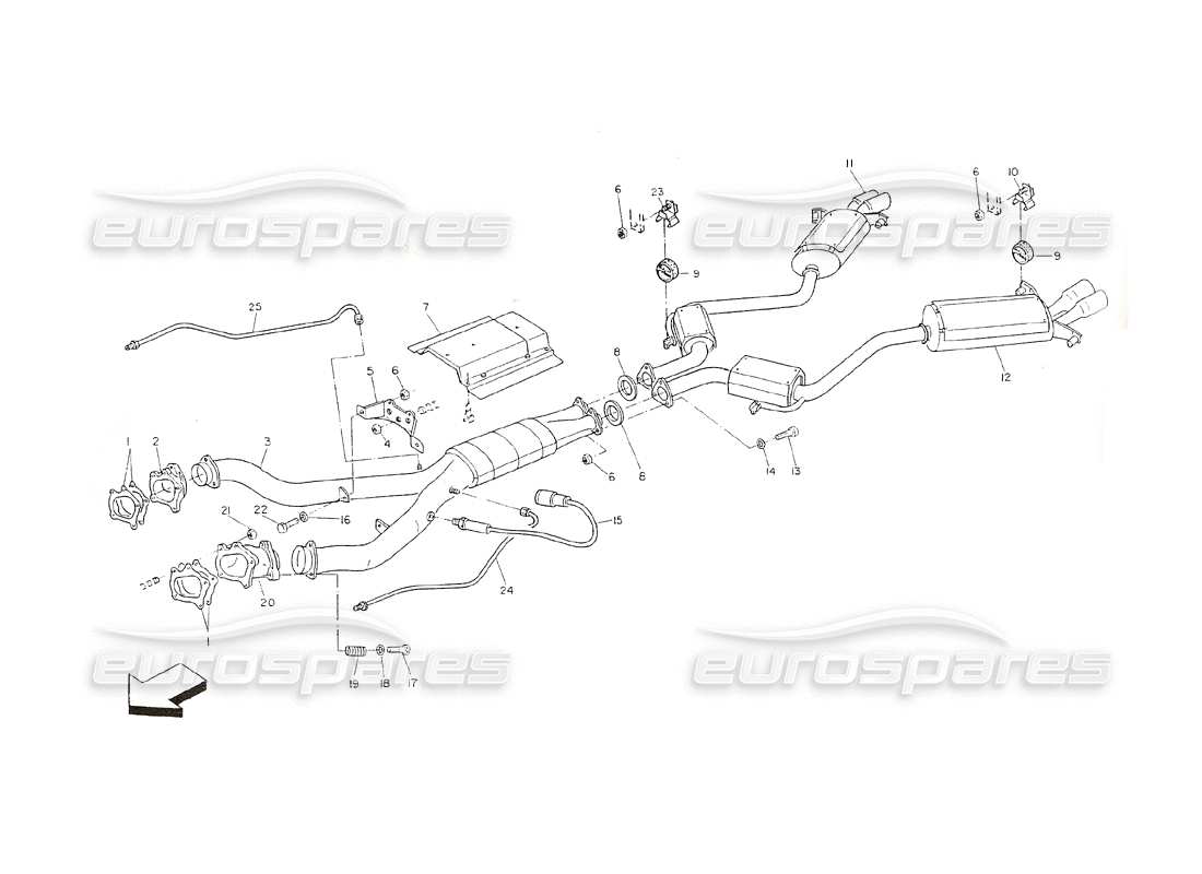 maserati shamal exhaust system (ch version) parts diagram