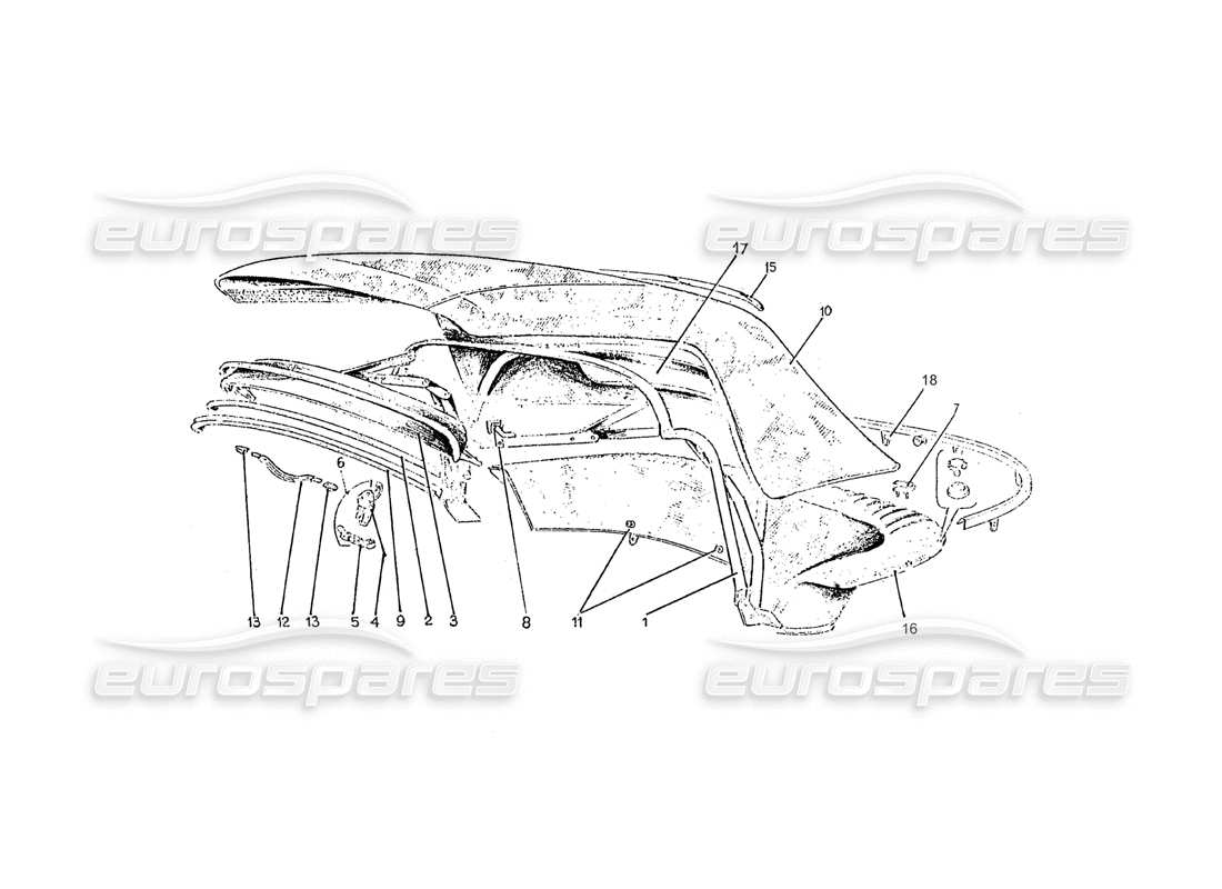 ferrari 275 (pininfarina coachwork) gruppo capote parts diagram