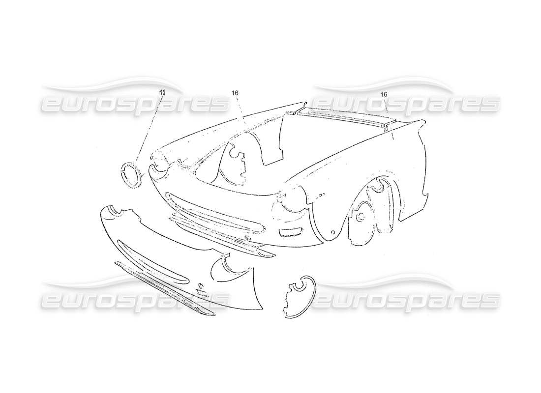 ferrari 275 (pininfarina coachwork) gruppo rivestinento anteriore parts diagram