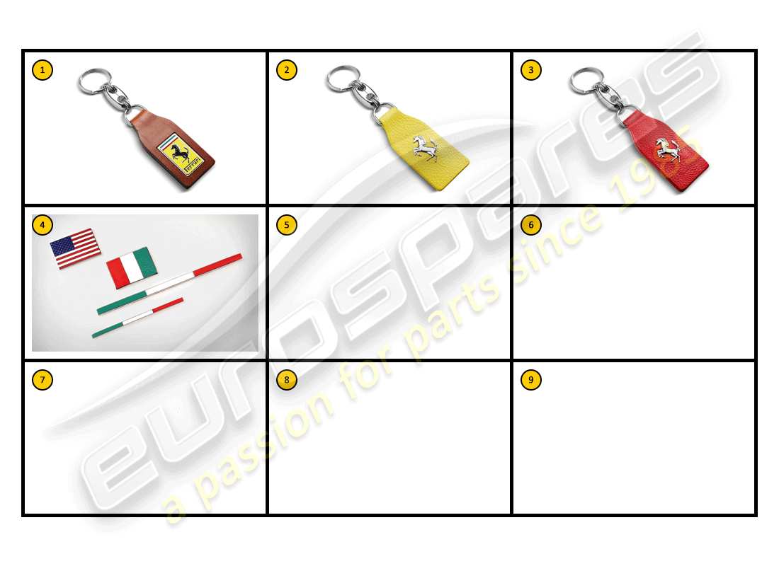 ferrari california (accessories) equipment - badges and keyrings parts diagram