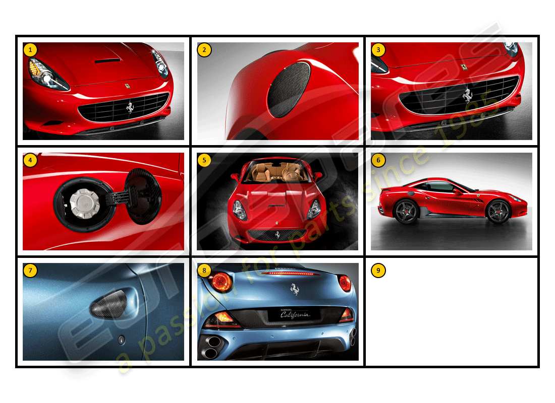 ferrari california (accessories) exterior - body part diagram