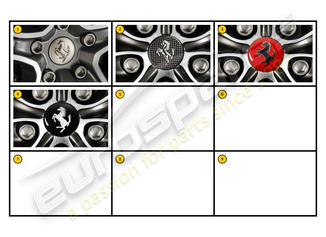 ferrari california (accessories) exterior - wheel caps parts diagram