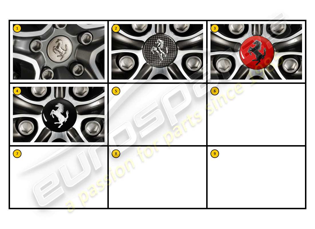 ferrari f430 spider (accessories) exterior - wheel caps parts diagram