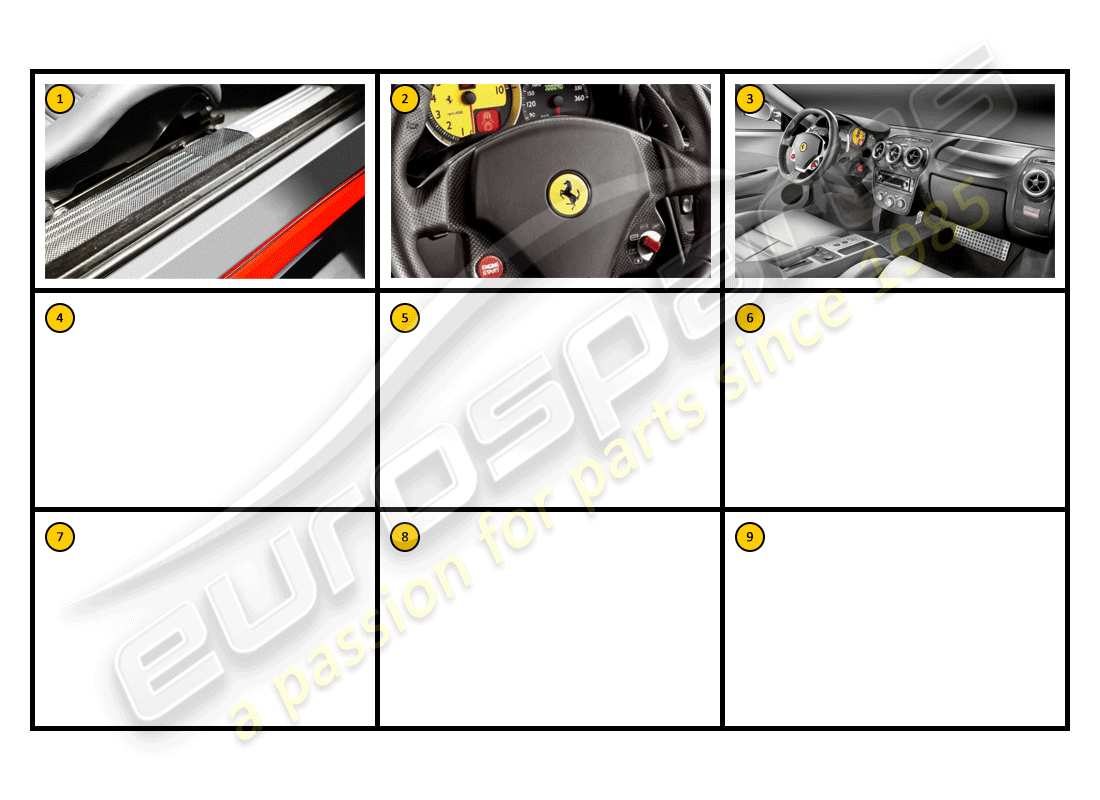 ferrari f430 coupe (accessories) interior - general parts diagram