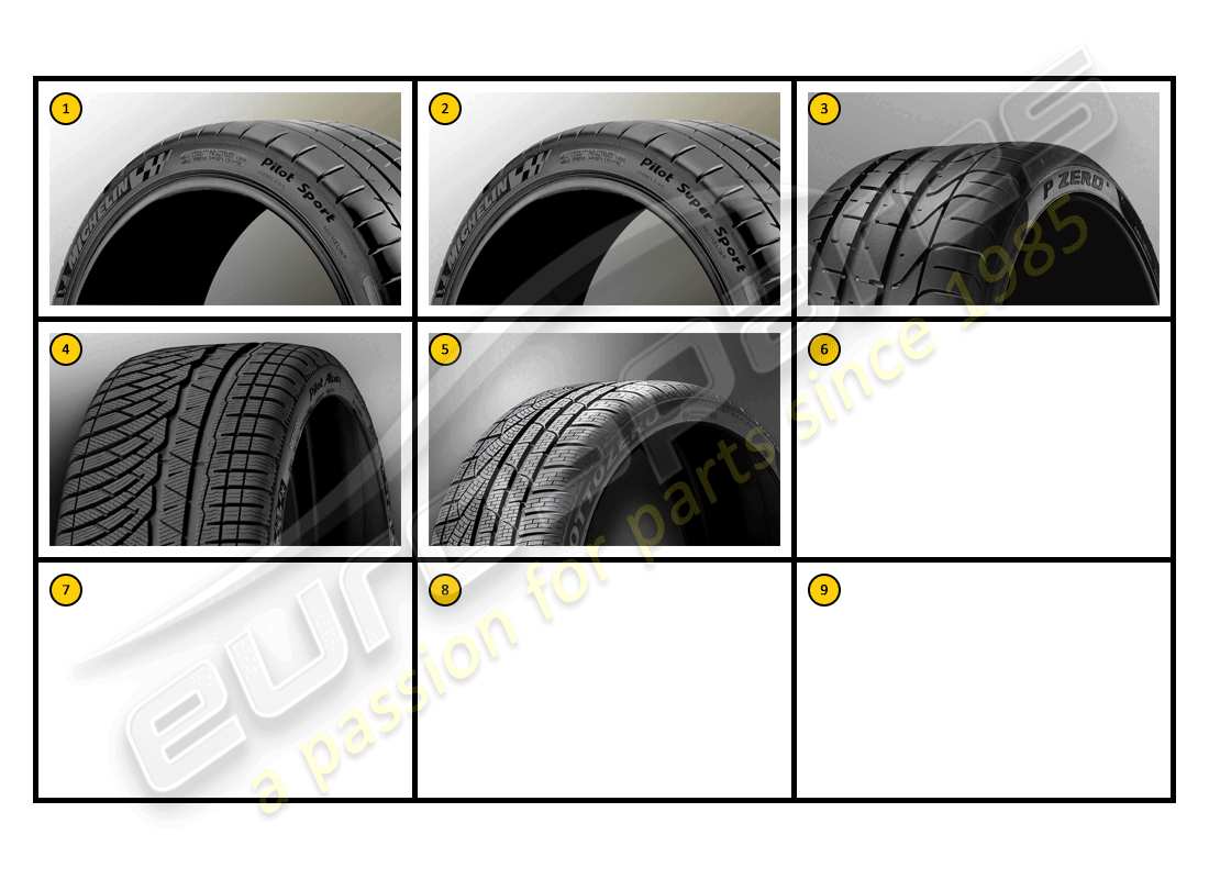 ferrari california (accessories) equipment - tyres part diagram