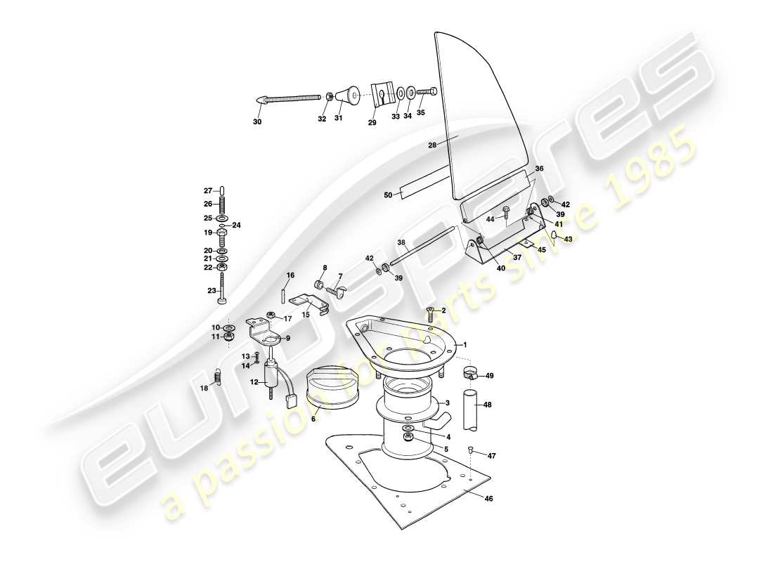 aston martin v8 coupe (2000) fuel filler flaps part diagram