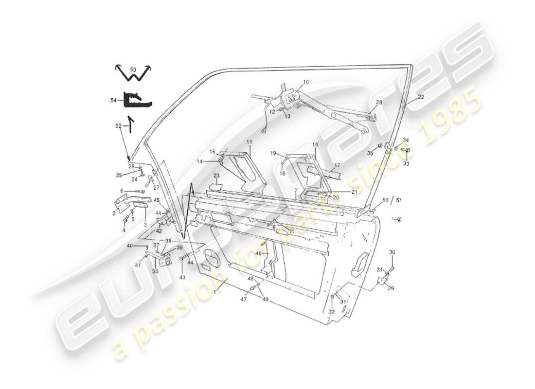 aston martin v8 virage (2000) doors, saloon part diagram