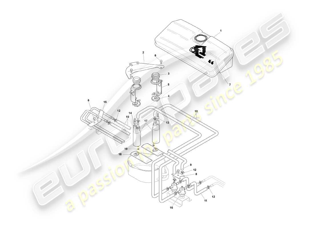 aston martin db7 vantage (2003) swirl pot, volante part diagram