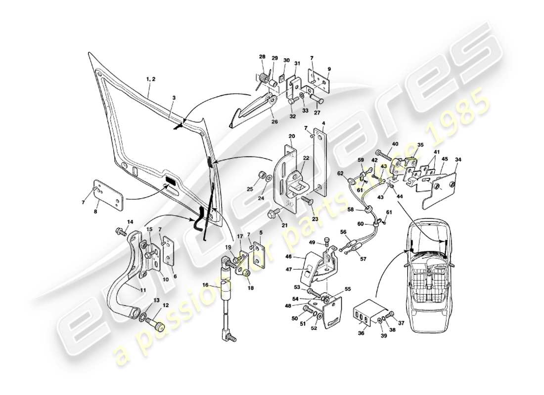 a part diagram from the aston martin v8 volante (1998) parts catalogue