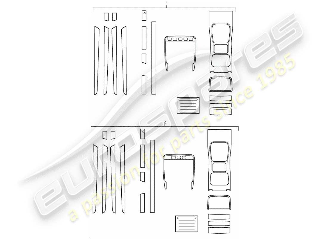 a part diagram from the porsche accessories and tequipment parts catalogue