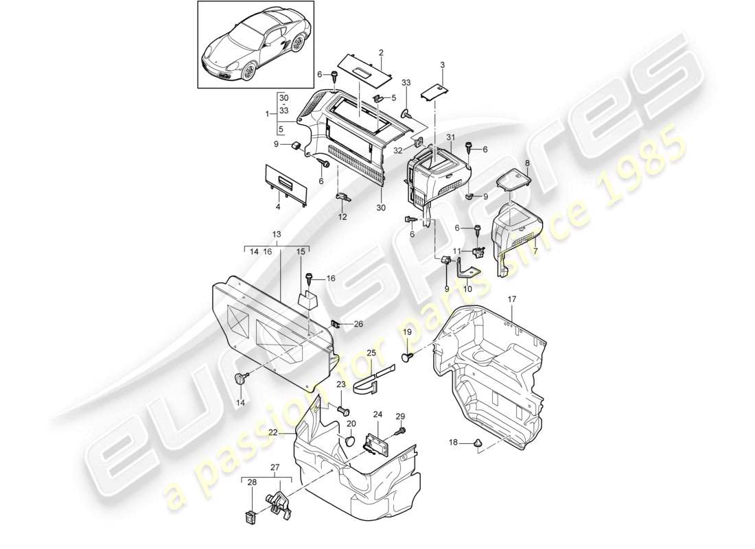 a part diagram from the porsche cayman parts catalogue