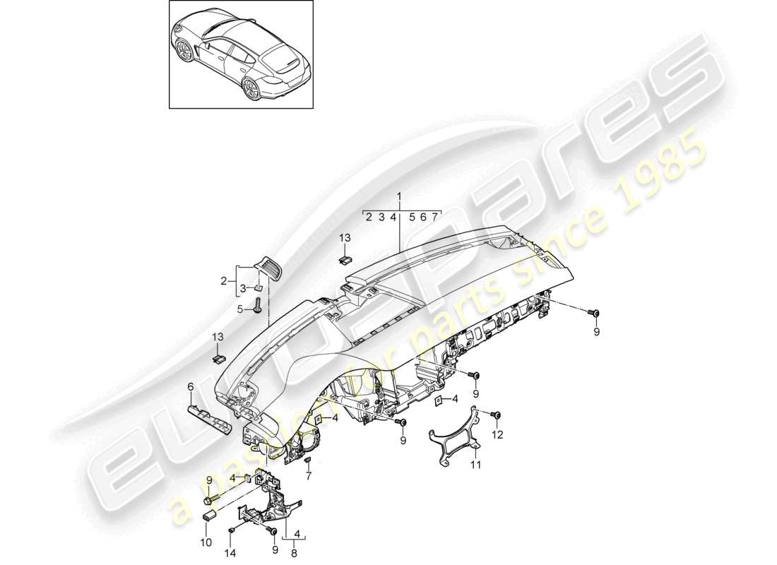 a part diagram from the porsche panamera parts catalogue