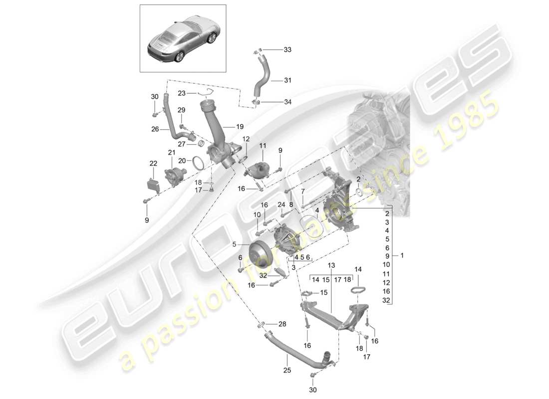 VIEW PARTS DIAGRAMS FROM THE PORSCHE 991 PARTS CATALOGUE a part diagram from the porsche 991 parts catalogue