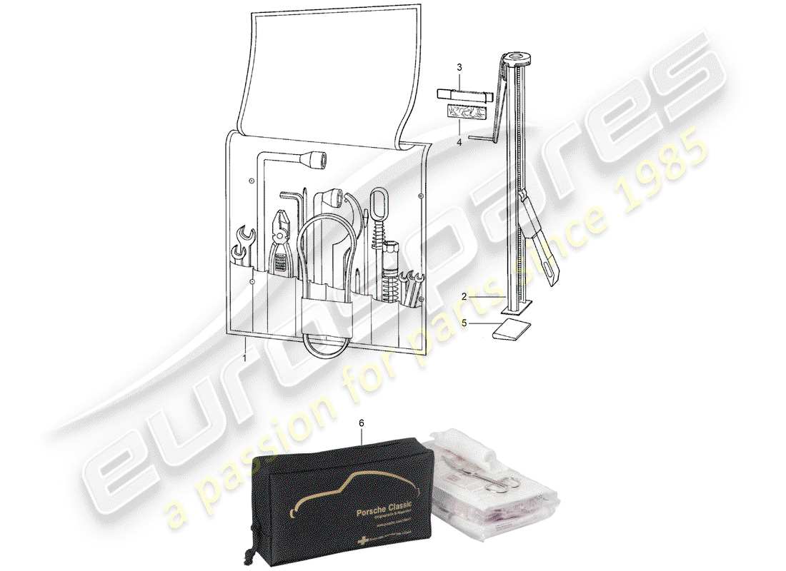 porsche 911 (1978) accessories - tool - signs/notices - additional accessories in the - classic catalogue - (model: cla) parts diagram