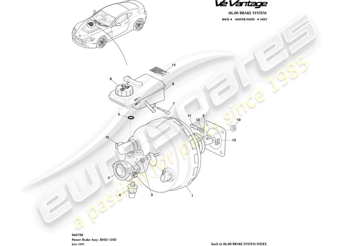 a part diagram from the aston martin v12 vantage (2012) parts catalogue
