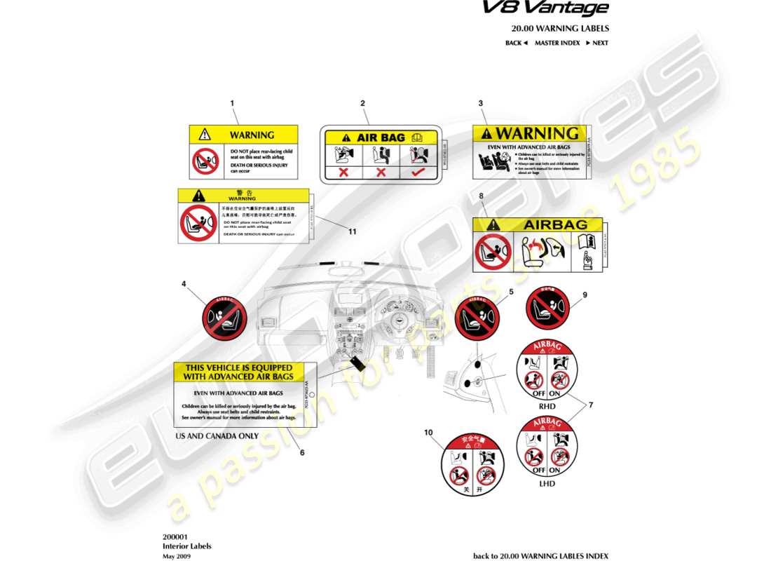 a part diagram from the aston martin vantage gt8 (2017) parts catalogue