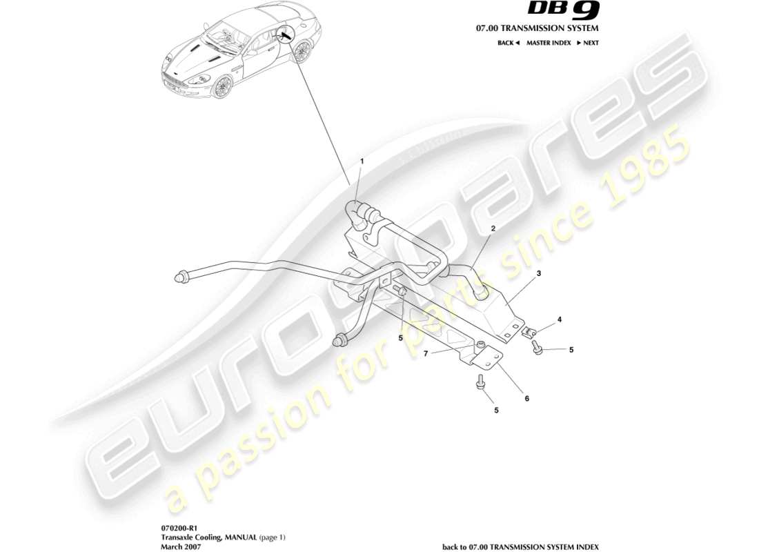 a part diagram from the aston martin db9 (2012) parts catalogue