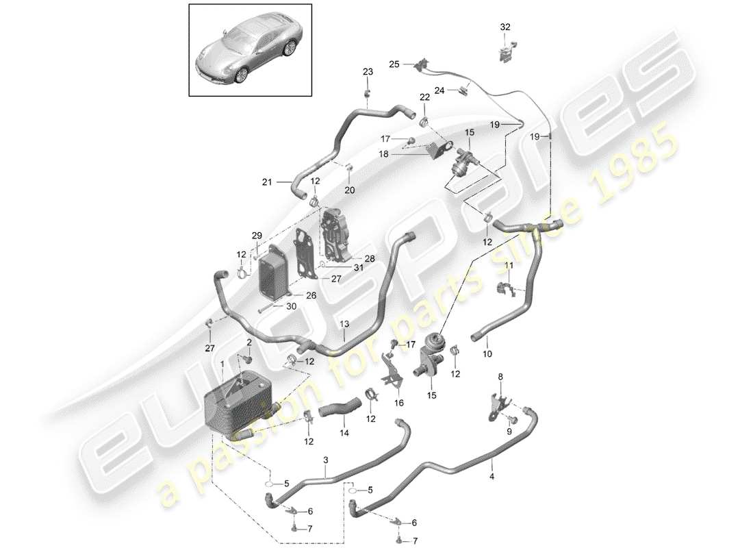 a part diagram from the porsche 991 parts catalogue