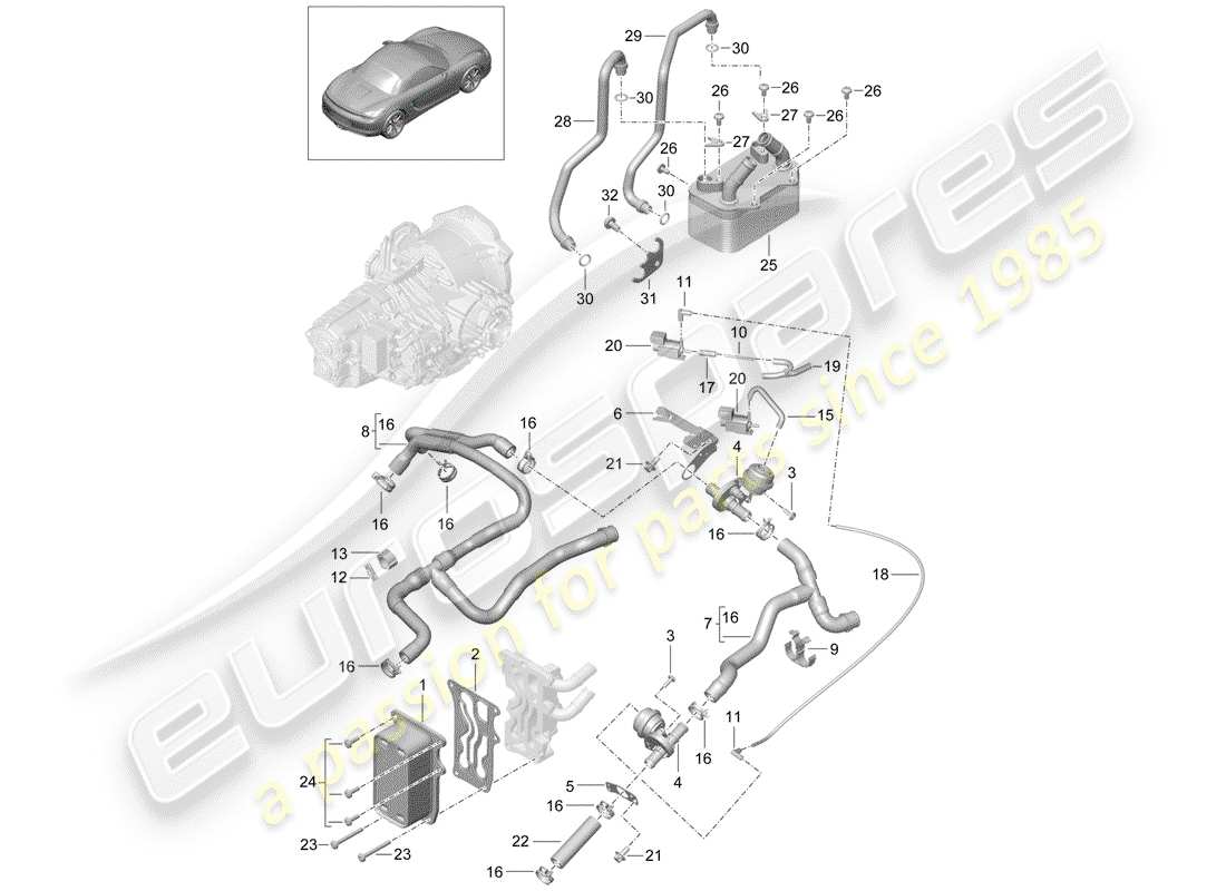 a part diagram from the porsche 2016 (981 boxster) parts catalogue