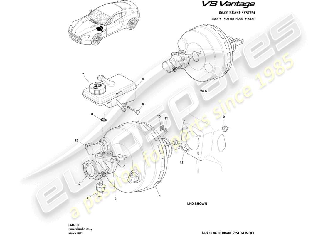 a part diagram from the aston martin vantage gt8 (2017) parts catalogue