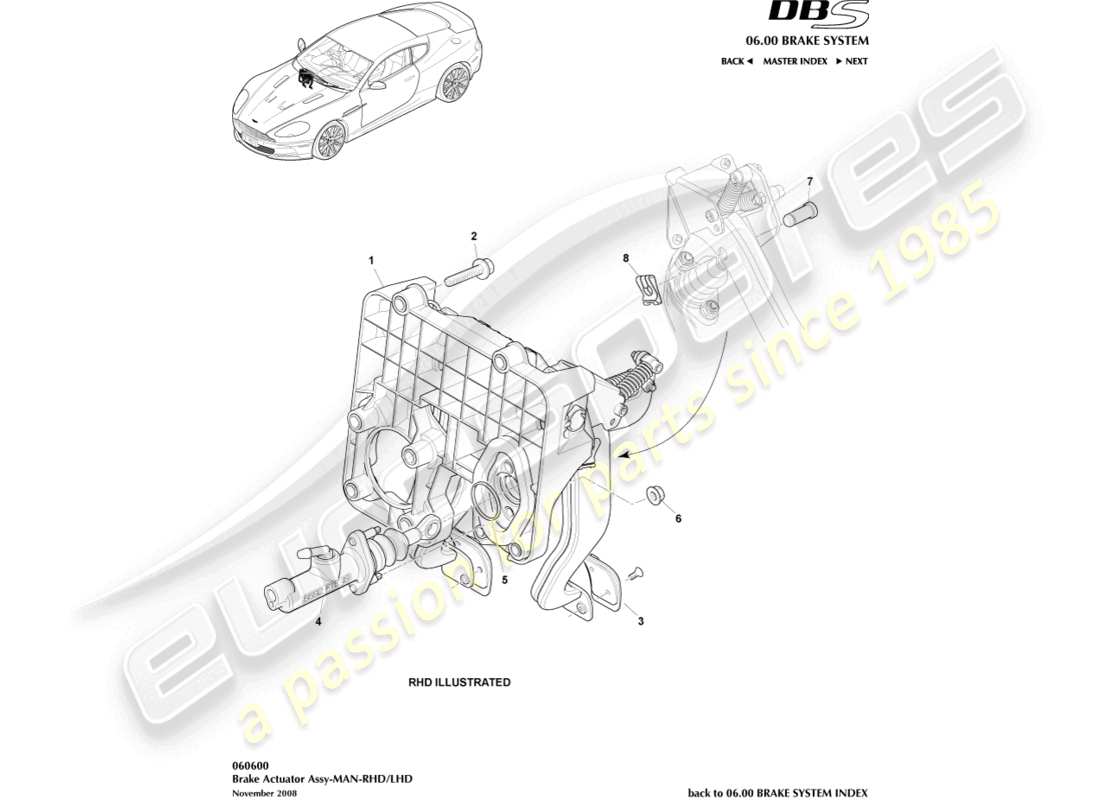 a part diagram from the aston martin dbs (2009) parts catalogue