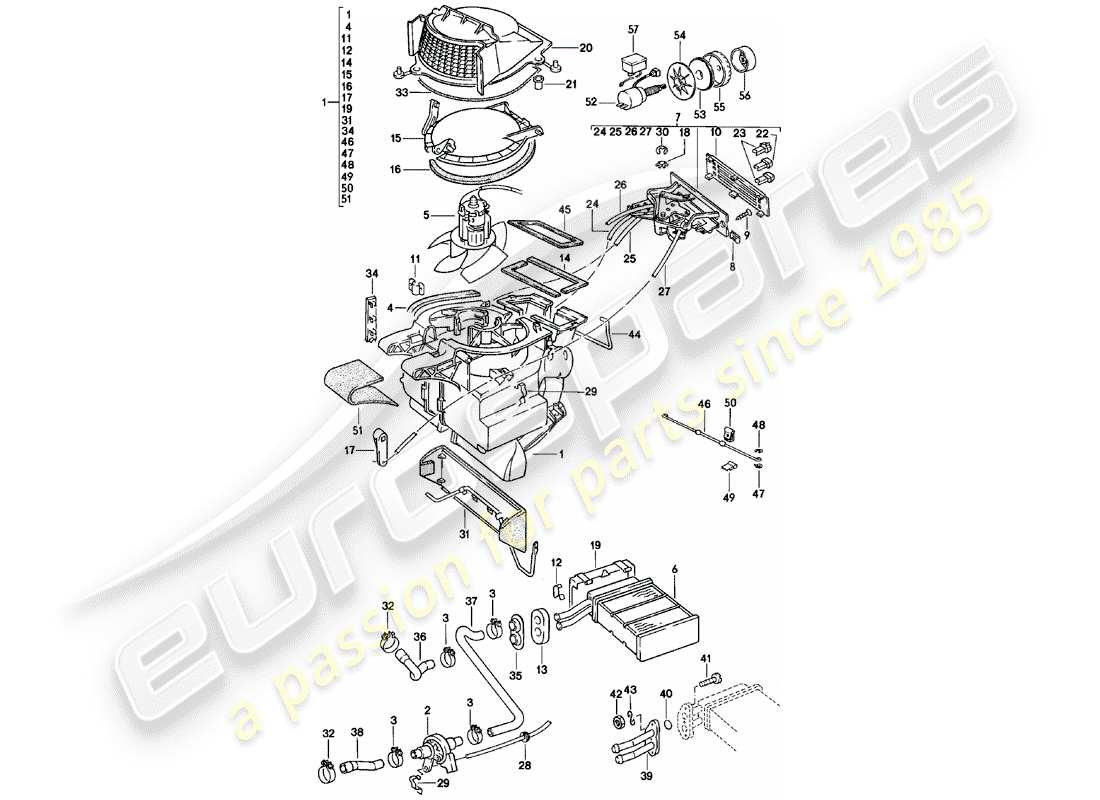 porsche 1981 (924) heater - f >> 92-cn402 197 - f >> 93-cn100 305 - f >> 93-bn700 450 part diagram