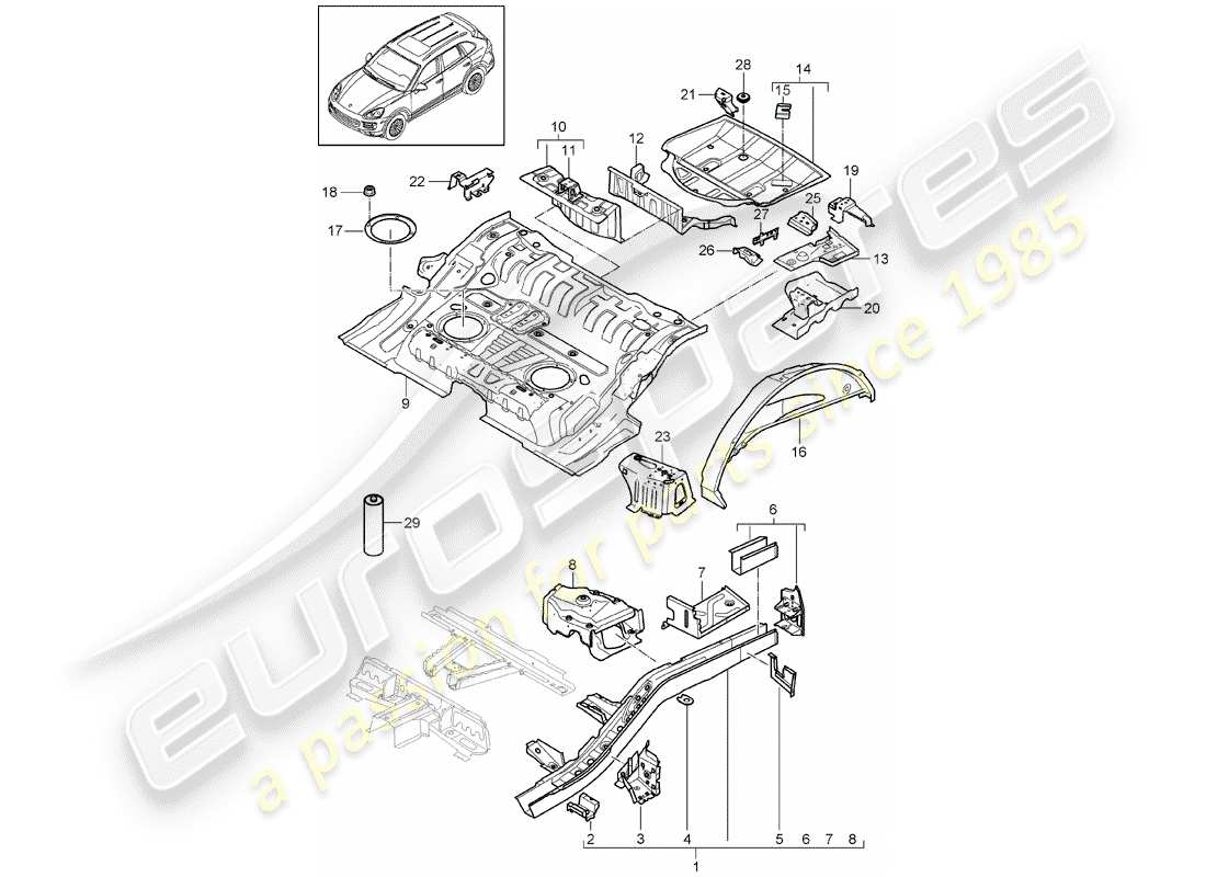 porsche 2018 (cayenne e2 92a) rear end parts diagram
