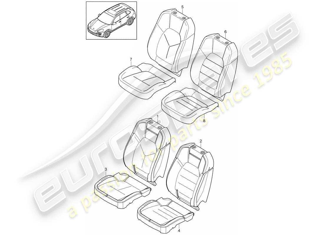porsche 2017 (cayenne e2 92a) foam part part diagram