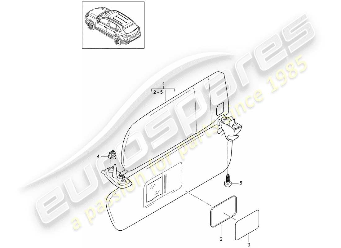 porsche 2017 (cayenne e2 92a) sun vizors part diagram