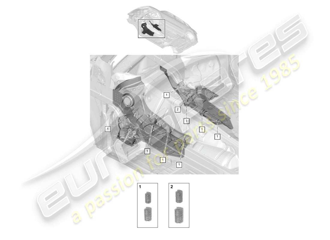porsche 2018 (cayenne e3 9ya/9yb) thread repair kit front tunnel part diagram