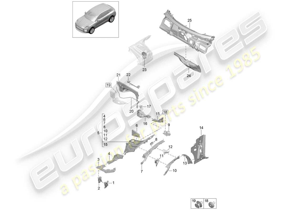 porsche 2020 (macan) front end parts diagram