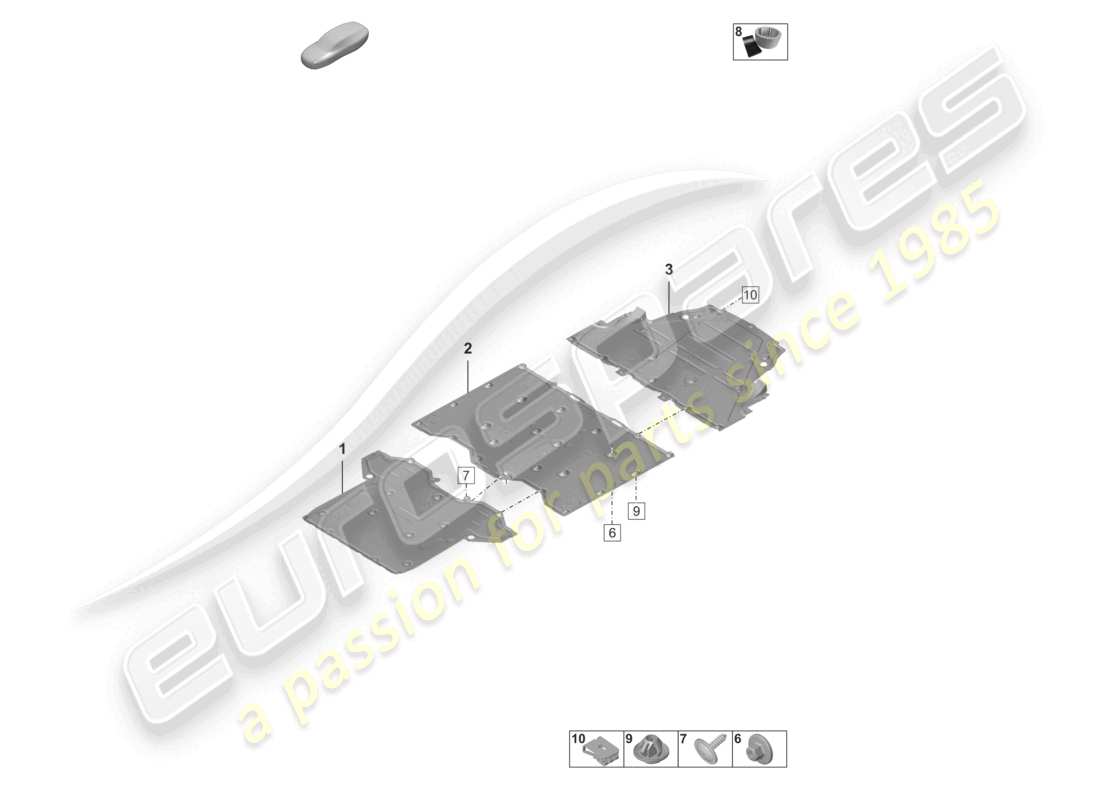 porsche 2019 (992-1) underbody trim parts diagram