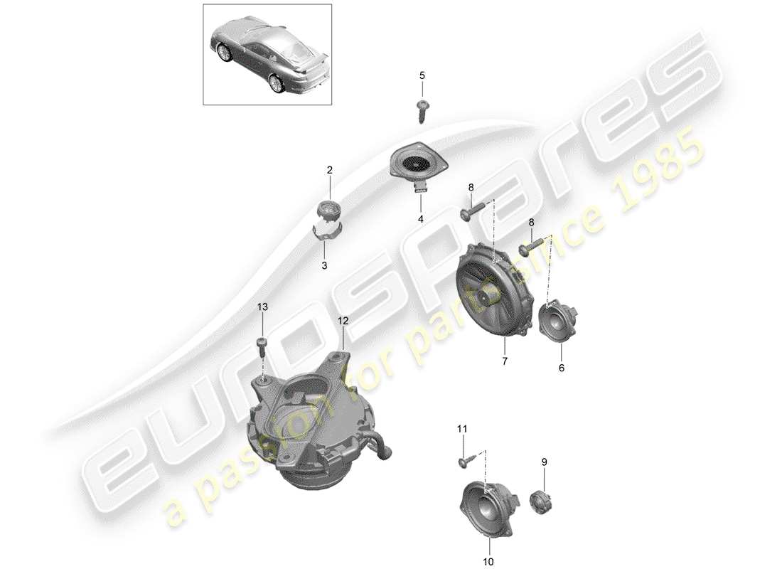 porsche 2020 (991-2 r/gt3/rs) loudspeaker part diagram