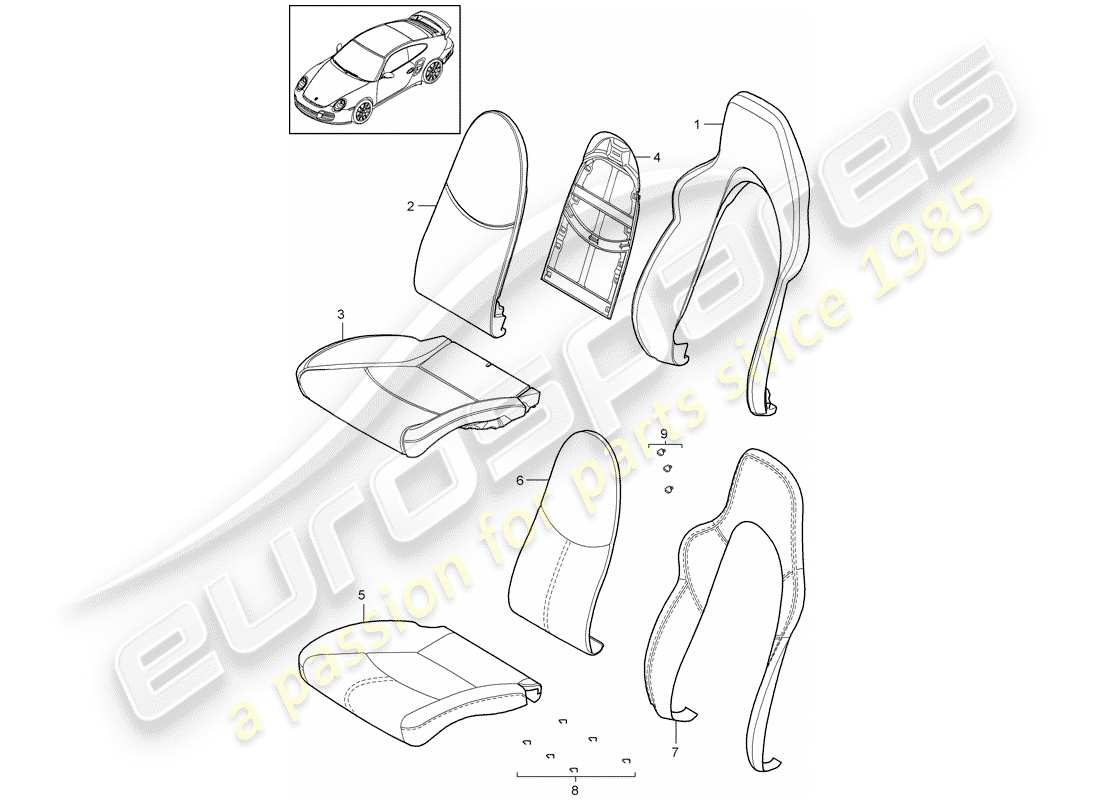 porsche 2012 (997-2 turbo / gt2 rs) foam part part diagram